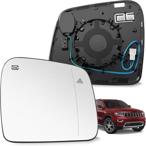 Left Driver Side Mirror Replacement Glass for Jeep Grand Cherokee 2013-2020 and Dodge Durango 2014-2019 - Heated Mirrors, Blind Spot Detection, Backing Plate, Review Mirror Indicator in Saudi Arabia