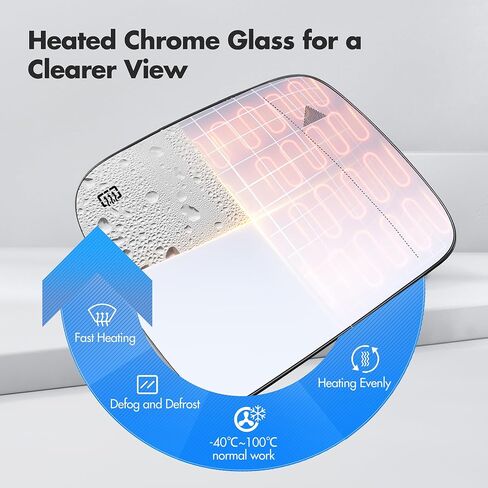 Left Driver Side Mirror Replacement Glass for Jeep Grand Cherokee 2013-2020 and Dodge Durango 2014-2019 - Heated Mirrors, Blind Spot Detection, Backing Plate, Review Mirror Indicator in Saudi Arabia