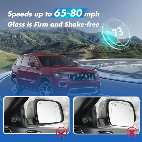 Left Driver Side Mirror Replacement Glass for Jeep Grand Cherokee 2013-2020 and Dodge Durango 2014-2019 - Heated Mirrors, Blind Spot Detection, Backing Plate, Review Mirror Indicator in Saudi Arabia