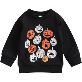 Toddler Halloween Baby Girl Boy Outfit Pumpkin Sweatshirt Crewneck Pullover Long Sleeve Sweater Tops Fall Clothes