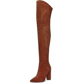 Aachcol Women Over Above The Knee Boots Chunky Block High Heel Pointed Toe Zipper 4 Inch
