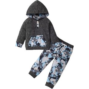 Toddler Baby Boy Clothes Fall Winter Outfits Long Sleeve Camouflage Dinosaur Hoodie Sweatshirt Tops Pants Set