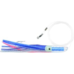 C&H، Rattle Jet Rigged & Ready، تنورة زرقاء/شارتروز، خطاف 7/0 Mustad، AFW دوار، 100 رطل / 45.3 كجم خط Grand Slam Mono Line، 6 أقدام / 1.8 م