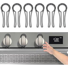 Stove Knob Safety Locks – Gas Stove Oven Knob Safety Covers –Child and Pets Proofing Locks (6 Pack) Grey