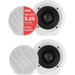 Pyle Pair 5.25” Flush Mount in-Wall in-Ceiling 2-Way Home Speaker System Spring Loaded Quick Connections Dual Polypropylene Cone Polymer Tweeter Stereo Sound 150 Watts (PDIC1651RD) White