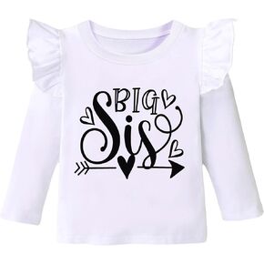 Big Sister Shirt for Toddler Baby Girl Outfits Promoted to Big Sis Announcement T-Shirt Toddler Girls Gifts