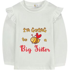 CM-Kid Big Sister Shirt for Girl Promoted to Big Sister Ruffle Long Sleeve Dinosaur Rainbow Elephant Tshirt Tops
