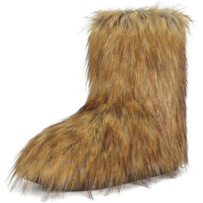 Cozy Faux fur Snow Boot for Women Furry Fluffy Mid-Calf Snow Boot Warm Comfortable Perfect for Cold Weather