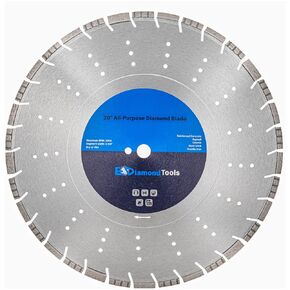 18" All Purpose Diamond Saw Blades for Hard/Reinforced Concrete, Asphalt, Granite, Terrazzo, Ductile Iron Piping, 6-5/8" Cutting Depth, 1" Arbor