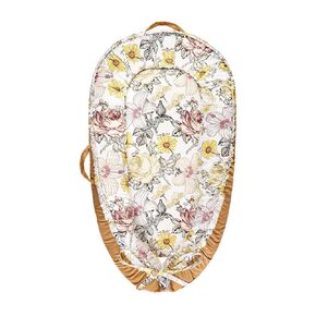 Baby Lounger Cover for Newborn Girls Boys, HNHUAMING 100% Cotton Replaceable Infant Nest Cover, Ultra Soft & Breathable Portable Lounger Slipcover, Covers Only (Floral, Brown)