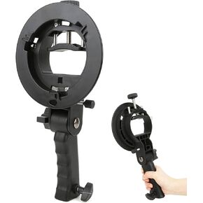 Handheld Grip S Type Bracket Mount Holder for Bowens , Handheld Hand Grip S Shape Bracket Accessory for Bowens Mount Camera Top Flashlight Black