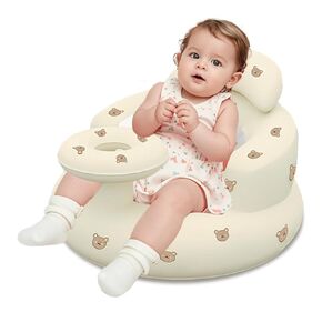 Inflatable Baby Seat for Babies 3 Months and Up, Inflatable Baby Chair, Sit-Me-Up Baby Floor Chair Inflatable Chair for Baby Built-in Air Pump Blow Up Baby Chair with Back Support