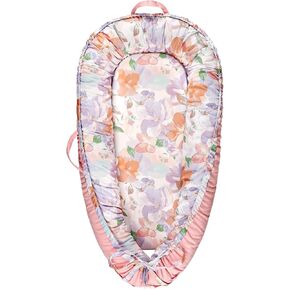 Baby Lounger Cover for Newborn Girls Boys, 100% Cotton Replaceable Infant Nest Cover, Ultra Soft & Breathable Portable Lounger Slipcover, Covers Only (Floral, Pink)