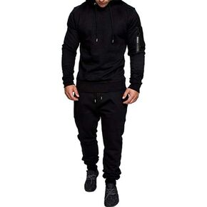 Mens Casual Tracksuit Set 2Pieces Sweatsuits Hooded Pullover And Jogging Pant