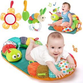 Baby Toys 6-12 Months-Tummy Time & Seated Support & Pillow Support 3 in 1 Caterpillar Toys for Newborn Baby Infant Toddler Detachable Teether Rattle Sensory Play for 0 3 6 9 Months Baby Shower Gifts