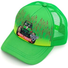 Monster Jam Grave Digger One Size Mesh Adjustable Snapback Baseball Cap Grave Digger Green OS Toddler