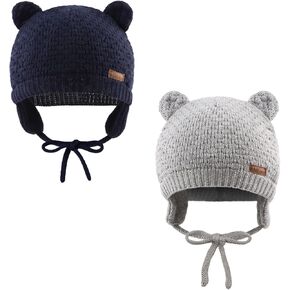 PESAAT Baby Winter Hats Warm Knit Infant Beanie for Boys Toddler Girls Winter Hat with Earflap in Kuwait