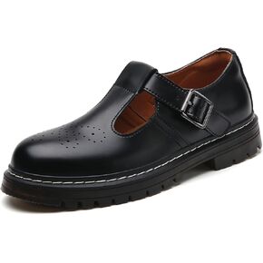 Mary Jane Shoes Women Platform Non-Slip Classics Round Toe Ankle Strap Comfort Casual Oxford Dress Work Mary Jane Flat Shoes