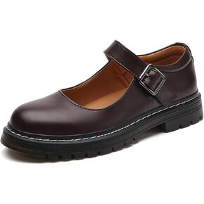 Mary Jane Shoes Women Platform Non-Slip Classics Round Toe Ankle Strap Comfort Casual Oxford Dress Work Mary Jane Flat Shoes