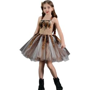 Orange Pumpkin Halloween Dress for Girls Halter Puffy Layered Tulle Tutu Toddler Kids Velvet Scary Party Sundress