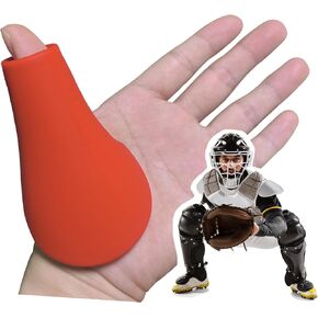 Catcher's Thumb Shield Baseball Thumb Guard for Baseball & Softball Catchers Thumb Protector for Baseball Catcher Gear Training Aid Catcher Accessories Reduce Sting-Red Color