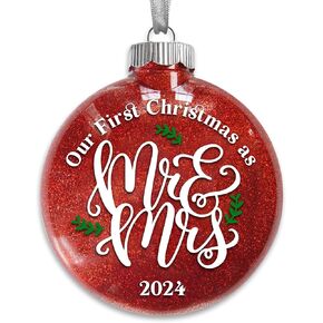 Wedding Gifts for Couples 2024 - Mr and Mrs Gifts - Wedding Registry Gifts Ideas - Wedding Gifts for Newlyweds, Bride - Bridal Shower Gifts for Bride - First Christmas Married Ornament 2024 Ceramic