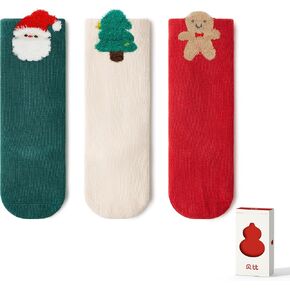 3 PCS Baby Socks, Baby Mid-Crew Socks, Christmas Stocking, Cotton Newborn Socks for toddler Boys Girls Stockings