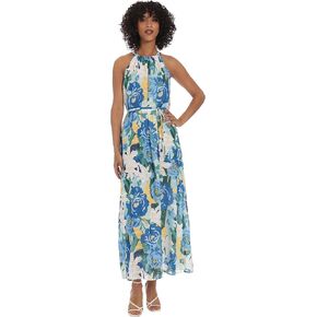 Maggy London Women's Floral Halter Neck Maxi with Waist Spaghetti Tie in Saudi Arabia