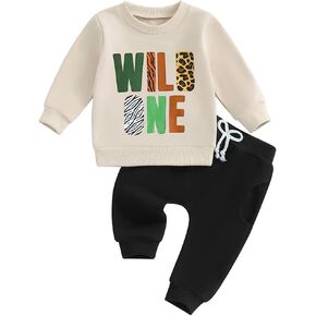 طقم ملابس عيد الميلاد الأول للأولاد الصغار لعيد الميلاد الأول وسويت شيرت مطبوع وسروال رياضي in Kuwait