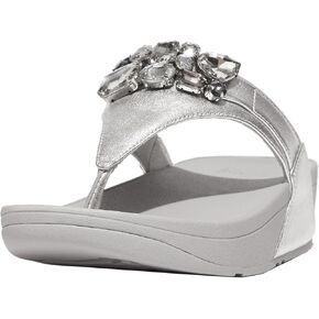 FitFlop Women's Lulu Jewel-Deluxe Metallic-Leather Toe-Thongs Wedge Sandal