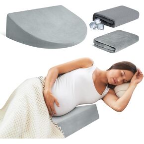 Pregnancy Pillow Wedge for Sleeping, Adjustable Maternity Pillow Memory Foam Support Belly Body Back Knees Leg, Double-Sided Softness for Pregnant Women, With Extra Cooling Pillowcase, Grey