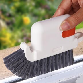 Groove Gap Cleaner Tools Set, 6 Pcs Hand-held 2 Brush with Dustpan&tweezer + 2 Sponge Brush with Dustpan + 2 Replacement Cloth for Sliding Door, Sill, Tile Lines, Shutter, Car Vents, Keyboard