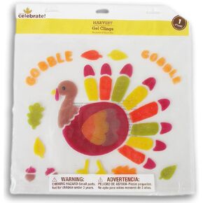 Autumn Fall Gel Cling - Gobble Gobble Thanksgiving Turkey - 44 Piece Set
