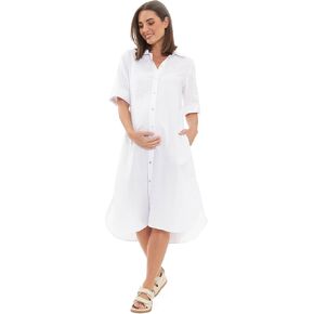 Ripe Molly Linen Shirt Dress White