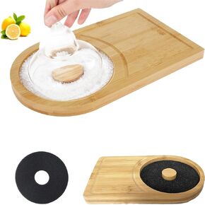 Margarita Salt Rimmer, 3 Tier Bamboo Bar Glass Rimmer for Cocktails, Bar Salt and Sugar for Margarita, Bloody Mary, Manhattan Drinks Bar Party Accessories Bartender Tool Set (Sponge Included)