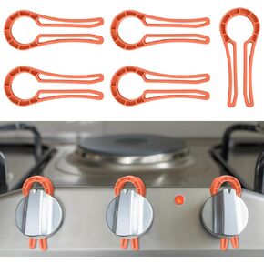 Stove Knob Safety Locks – Gas Stove Oven Knob Safety Covers –Child and Pets Proofing Locks (5 Pack) Red