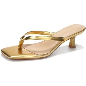 Women's Kitten Heels Sandals Square Open Toe Flip Flop Heels 1.8-2 Inch Heeled Sandals for Women