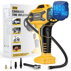 Tire Inflator Air Compressor Compatible with Dewalt 20V Max Battery, 160 PSI Cordless Portable Electric Air Pump 2024 Bigger LCD Digital Pressure Gauge for Car, Bike, Sport Ball (Battery Not Included)