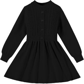 Toddler Sweater Dress Baby Girl Long Sleeve Dresses Christmas Knitted Button Front Girls Fall Winter Dress Casual