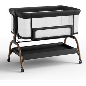 Baby Bassinet Bedside Crib, 3-in-1 Baby Bassinet Bedside Sleeper with Mattress and Soft, Breathable Sheet, Full-Mesh Sides, 6-Height Adjustable, Stable and Secure Crib for Newborns