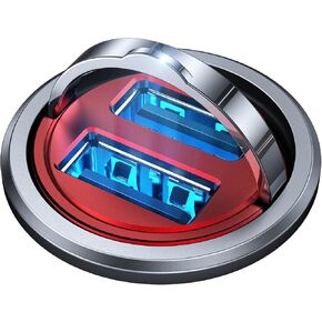 شاحن سيارة MRGLAS، 4.8 أمبير [تصميم حلقة سحب] شاحن USB ولاعة السجائر، [أصغر جميع المعادن] شاحن سيارة USB مزدوج المنفذ شاحن سيارة متوافق مع iPhone 14/13/12/11 Samsung Note 9/S10-Red in Kuwait