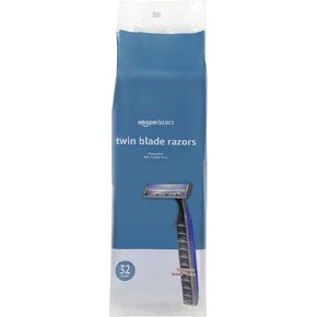 Amazon Basics Twin Blade Pivoting Disposable Razors with Rubber Grip, 32 Count, 1-Pack (Previously Solimo)