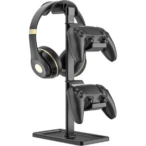 Controller Holder, Headphone Stand, Gaming Controller Stand for Xbox PS5 PS4 Switch, Headset Holder with Storage Organizer, Universal Desk Game Accessories (Black) in Kuwait