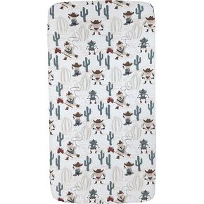 ملاءة سرير أطفال فاخرة من Dear Baby Gear مصنوعة من القطن والبوليستر، ملاءة مرتبة سرير أطفال ناعمة قابلة للغسل في الغسالة، ملاءات سرير أطفال - طباعة مخلوقات رعاة البقر والصبار، مقاس 52 بوصة × 28 بوصة × 10 بوصة in Kuwait