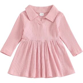 Infant Toddler Baby Girl Clothes Long Sleeve Ribbed Knit Shirt Twirl Dress Skirt Fall Winter Dresses Outfits