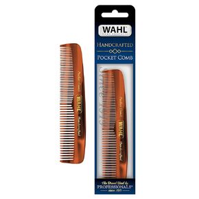 Wahl Beard, Moustache, & Hair Pocket Comb for Men's Grooming - Handcrafted & Hand Cut with Cellulose Acetate - Smooth, Rounded Tapered Teeth - Model 3324