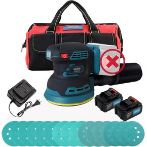 Oribtal Sander,Electric Sander with Dust Collector, Various Speed, Portable Polisher for Woodworking, Furniture, Car, Wall etc, Brushless 5 Inch Random Orbital Sander with Batteries and Charger