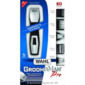 Wahl 9855-300 Groomsman Pro All-in-one Rechargeable Grooming Kit, Black/Silver