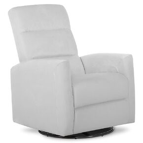 Evolur Reevo Upholstered Faux Leather Seating Glider Swivel in Misty Grey, Glider Chair for Nursery, Greenguard Gold Certified, Tool-Free Assembly, Easy to Clean
