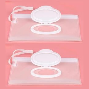 2Pcs White Baby Wipe Case Travel Holder Keeps Wipes Moist Set of On The Go Refillable Dispenser Container,Wet Diaper Wipes Holders Cases Portable Travel,Waterproof Wipe Container,Wipes and Holders